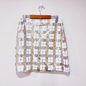 ANONYME‎ DESIGNERS Stella Cecile Gold and White Sequin Skirt
